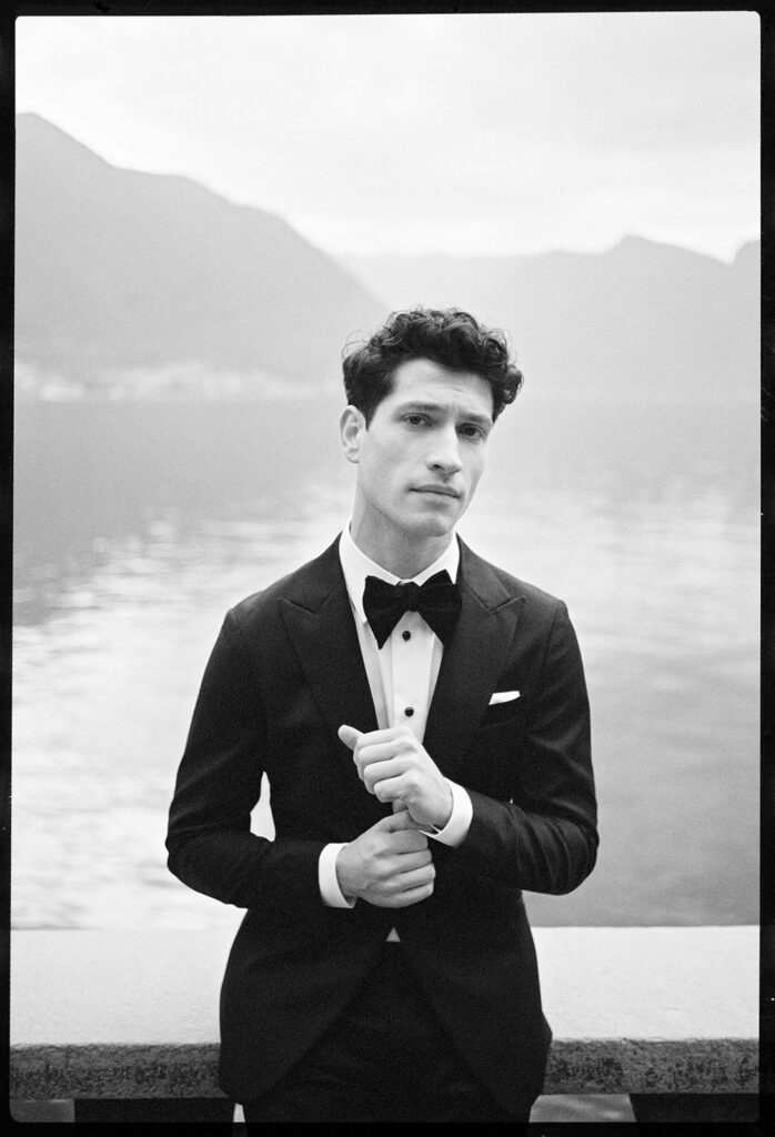 “Editorial groom portrait at Lake Garda during an intimate Italy elopement wedding