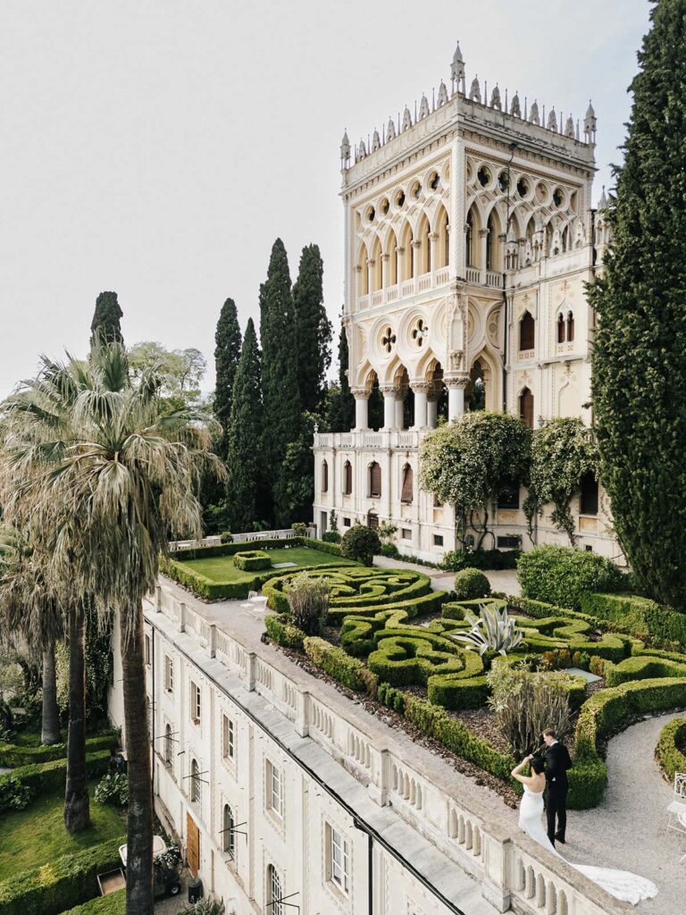 Isola del Garda villa and Italian gardens overlooking Lake Garda during an intimate elopement