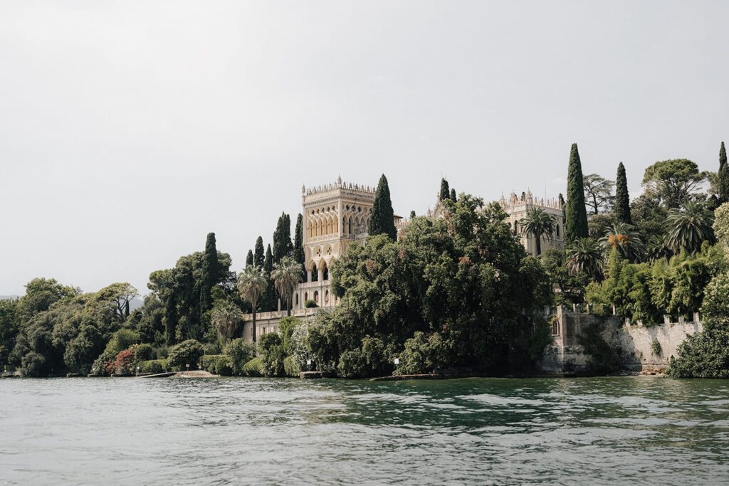 View of Isola del Garda from the water on Lake Garda, Italy