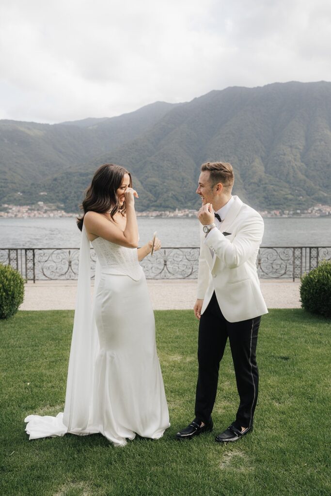 Couple celebrating their Lake Garda elopement wedding in Italy