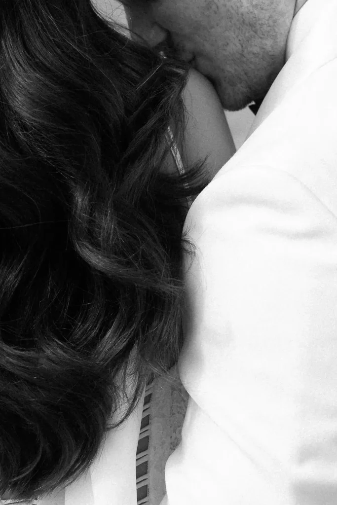 Intimate embrace close-up at Villa Balbiano, Lake Como elopement